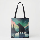 Juneau Alaska grizzly beer aurora noorderlicht Tote Bag (Voorkant)