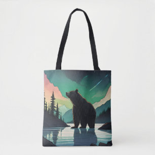 Juneau Alaska grizzly beer aurora noorderlicht Tote Bag