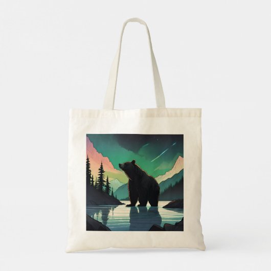 Juneau Alaska grizzly beer aurora noorderlicht Tote Bag (Achterkant)