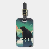 Juneau Alaska grizzlybeer aurora noorderlicht Bagagelabel (Voorkant verticaal)