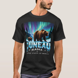 Juneau Alaska Grizzlybeer Noorderlicht Zomer T-shirt