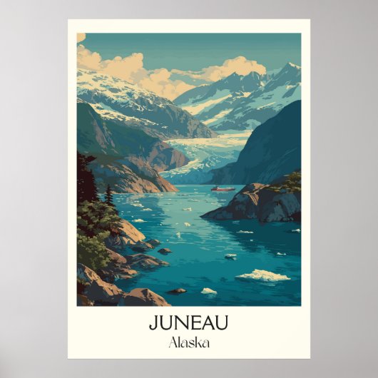 Juneau Alaska Hoofdstad Gletsjer Stad Poster (Voorkant)