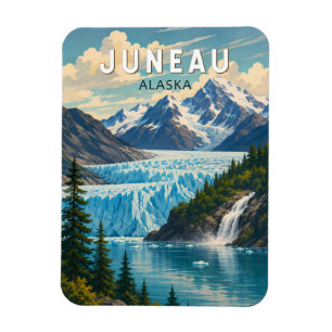 Juneau Alaska Illustratie Reis Kunst Vintage Magneet