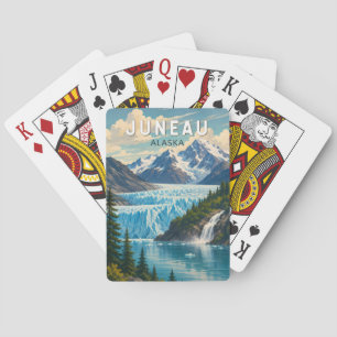 Juneau Alaska Illustratie Reis Kunst Vintage Pokerkaarten