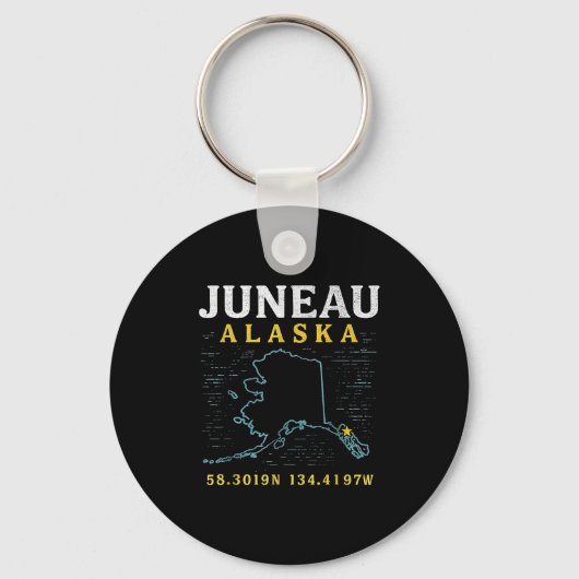 Juneau Alaska kaart coördinaten, reizen Sleutelhanger (Voorkant)