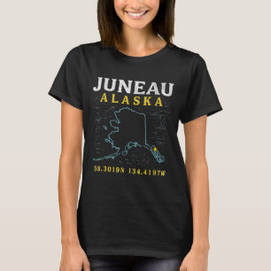 Juneau Alaska kaart coördinaten, reizen T-shirt