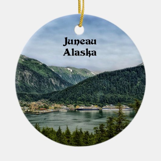 Juneau, Alaska, kerstontwerp Keramisch Ornament (Voorkant)