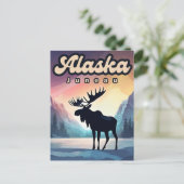 Juneau Alaska Moose Aurora Noorderlicht Natuur Briefkaart (Staand voorkant)