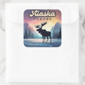 Juneau Alaska Moose Aurora Noorderlicht Natuur Vierkante Sticker (Tas)