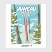 Juneau Alaska naar Ski Sticker (Vel)