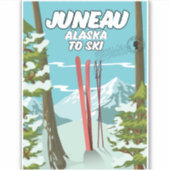 Juneau Alaska naar Ski Sticker (Voorkant)