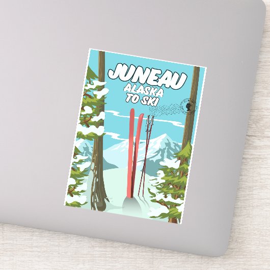 Juneau Alaska naar Ski Sticker (Detail)