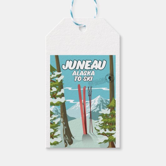 Juneau Alaska Om Te Skiën Cadeaulabel (Voorkant)