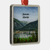 Juneau, Alaska-Prettig kerstfeest Metalen Ornament (Rechts)