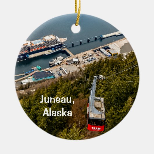 Juneau, Alaska, Tram & Stad, Keramisch Ornament (Voorkant)