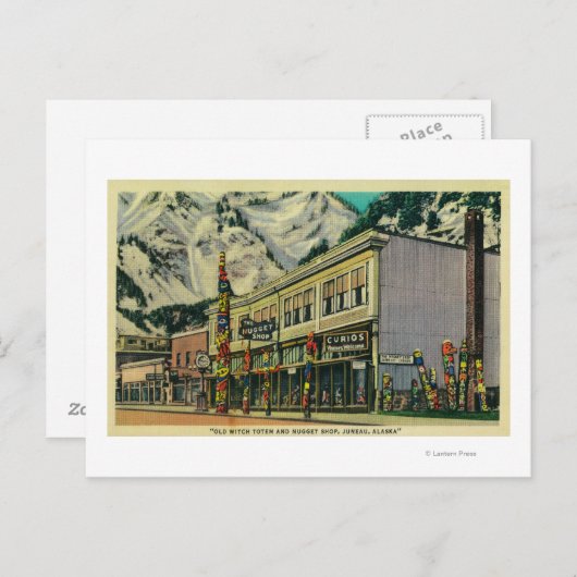 Juneau, Alaska Uitzicht van Old Witch Totem en Nug Briefkaart (Voorkant / Achterkant)