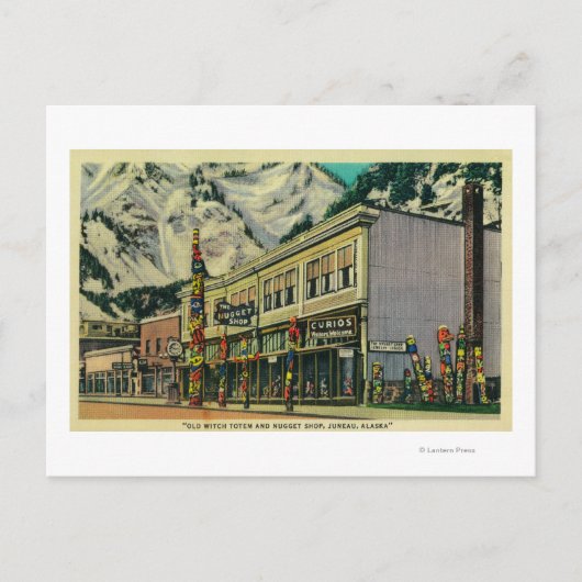 Juneau, Alaska Uitzicht van Old Witch Totem en Nug Briefkaart (Voorkant)