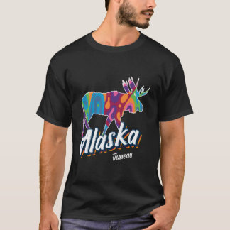 Juneau Alaska Usa Kleurrijke Eland Vakantie T-shirt