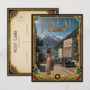 Juneau Alaska Vintage Art Deco Gouden Tijdperk Briefkaart