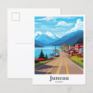 Juneau Alaska Vintage Travel Illustratie Briefkaart