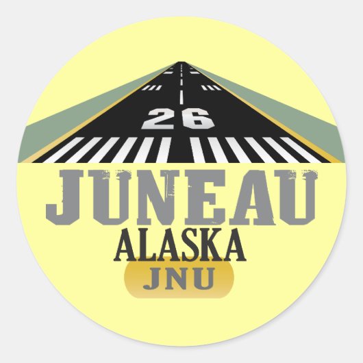 Juneau Alaska - Vliegveld Runway Ronde Sticker (Voorkant)