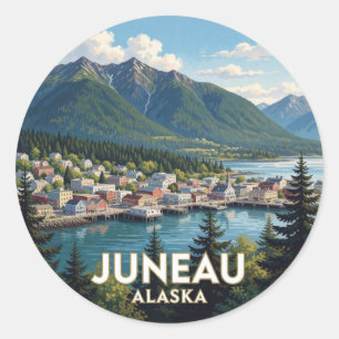Juneau Alaska Waterfront Berggezichten Ronde Sticker