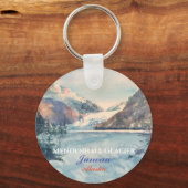 Juneau Alaska Waterverf Glacier Art Sleutelhanger (Voorkant)