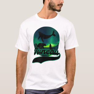Juneau Alaska Whale Wolf Beer Aurora Northern AK T-shirt