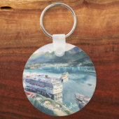 Juneau Cruise Port Waterverf Art Sleutelhanger (Voorkant)