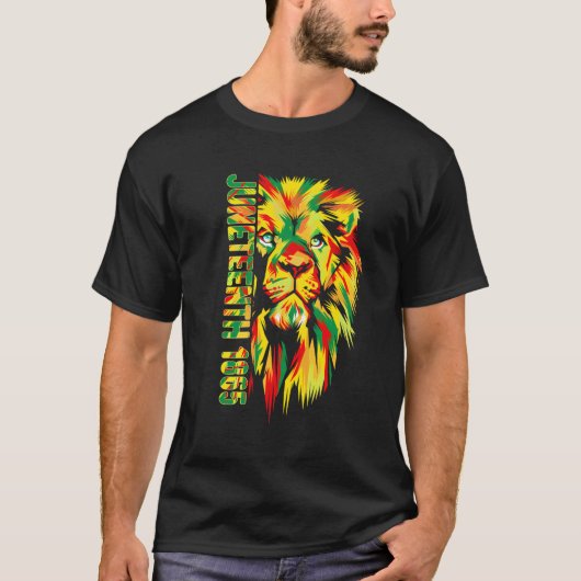 Junenth Afro-Amerikaanse Zwarte Leeuw 1865 Koning T-shirt (Voorkant)