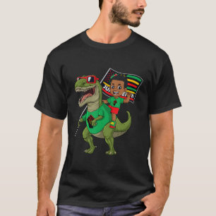 Junenth Black King Riding T Rex Dino Vlag T-shirt
