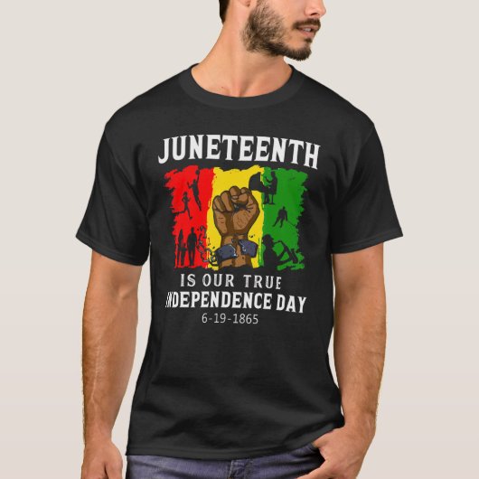 Junenth is onze echte onafhankelijkheidsdag Black  T-shirt (Voorkant)