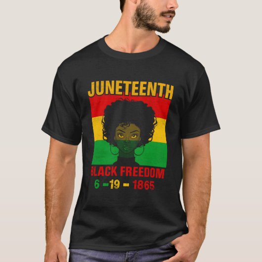 Junenth-vieringen door brillen van gewaagde zwarte t-shirt (Voorkant)