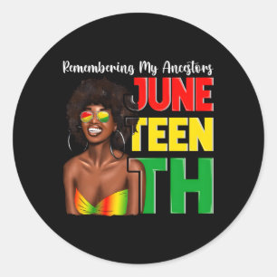 Junenth zwart herinneren mijn voorouders Afrikaans Ronde Sticker