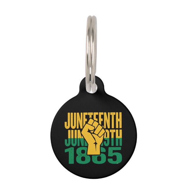 Juneteenth 1865 19 juni Grafisch ontwerp voor Zwar Huisdierpenning (Voorkant)
