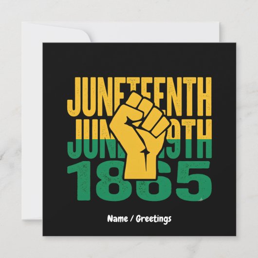 Juneteenth 1865 19 juni Grafisch ontwerp voor Zwar Kaart (Voorkant)