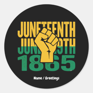 Juneteenth 1865 19 juni Grafisch ontwerp voor Zwar Ronde Sticker