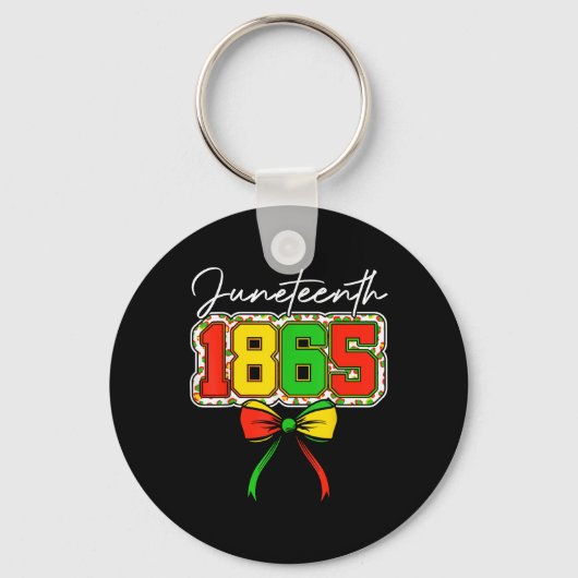 Juneteenth 1865 Coquette Bow Leopard Black Geschie Sleutelhanger (Voorkant)