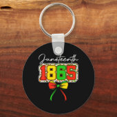 Juneteenth 1865 Coquette Bow Leopard Black Geschie Sleutelhanger (Voorkant)