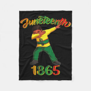 Juneteenth 1865 Dab Zwart Man Bruin Huid Afro Amer Fleece Deken