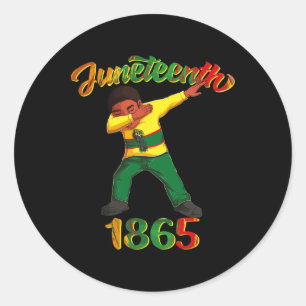 Juneteenth 1865 Dab Zwart Man Bruin Huid Afro Amer Ronde Sticker