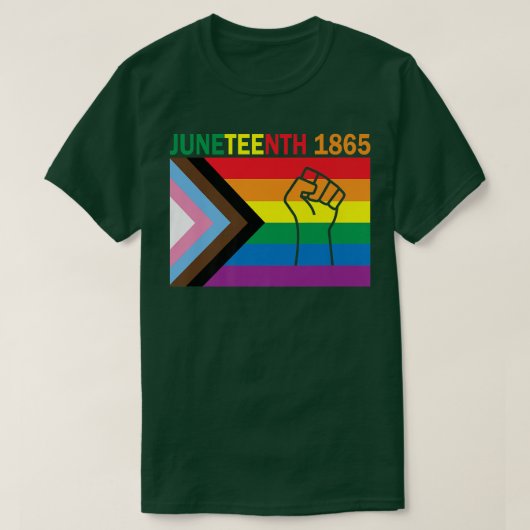 Juneteenth 1865 Fist Rainbow Flag Gay Pride Month  T-shirt (Design voorkant)