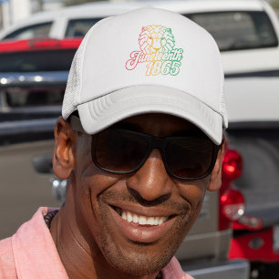 Juneteenth 1865 Geometrische Leeuw Trucker Pet