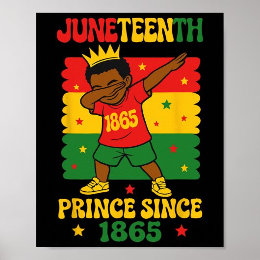 Juneteenth 1865 Groovy Peuter Jongen Dabbing Prins Poster (Voorkant)