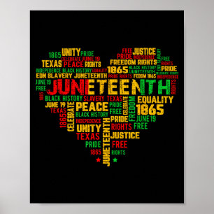 Juneteenth 1865 hart zwarte geschiedenis vrijheid poster