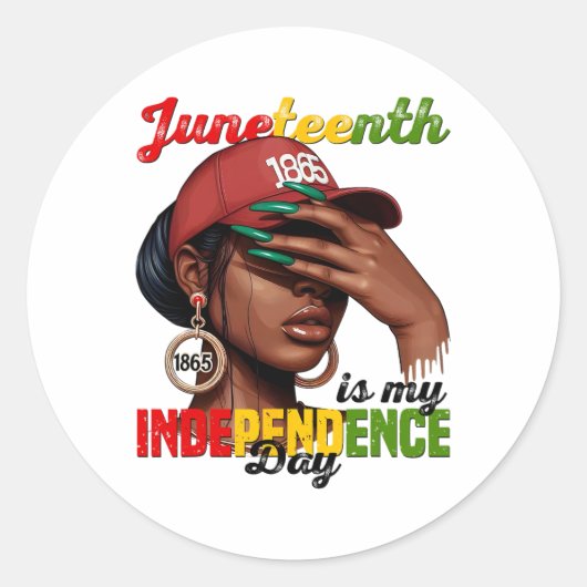 Juneteenth 1865 is mijn onafhankelijkheidsdag zwar ronde sticker (Voorkant)