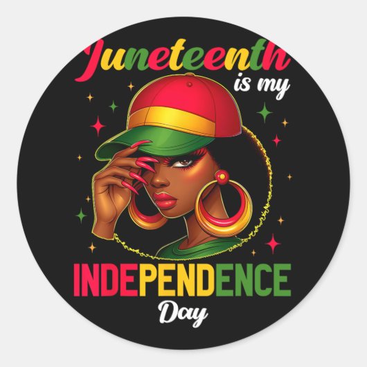 Juneteenth 1865 is mijn onafhankelijkheidsdag zwar ronde sticker (Voorkant)