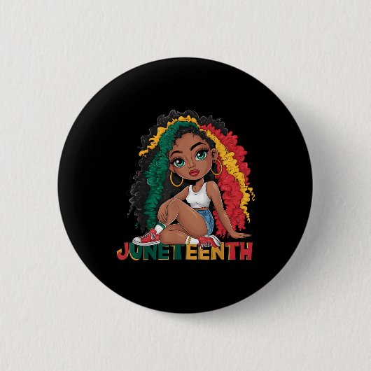 Juneteenth 1865 Juneteenth Zwarte Koningin Junetee Ronde Button 5,7 Cm (Voorkant)
