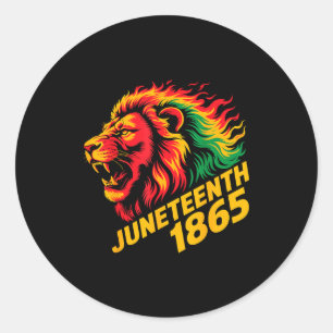 Juneteenth 1865 leeuw rasta ronde sticker