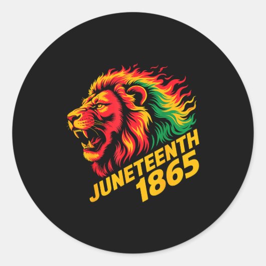 Juneteenth 1865 leeuw rasta ronde sticker (Voorkant)